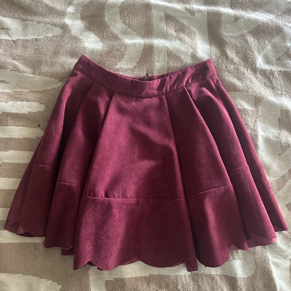 SHEIN Red Mini Skater Skirt with Pleats
